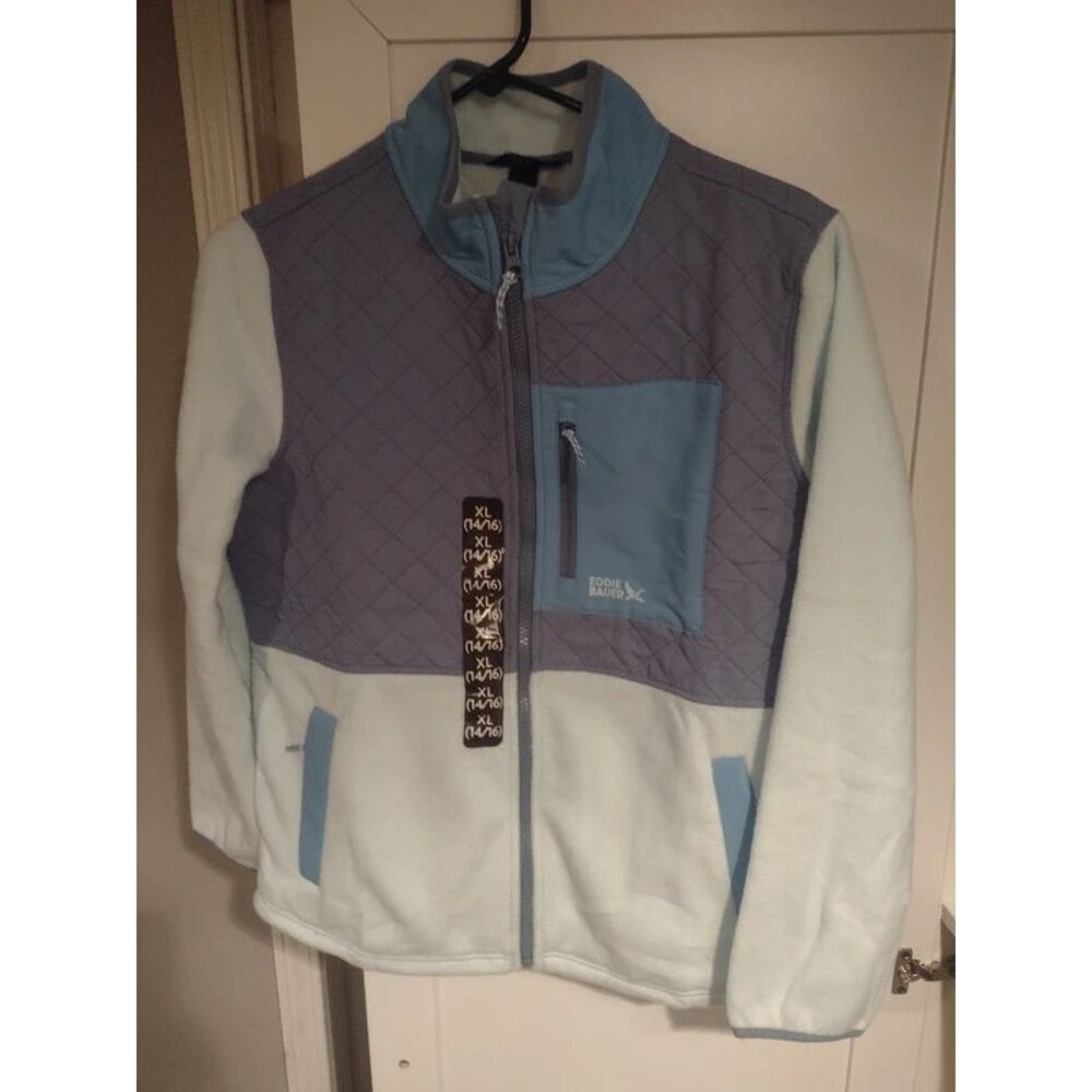 New with tags Eddie Bauer Girls kids polar fleece jacket 14/16 25.5 inch length
